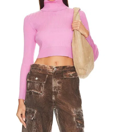 John & Jenn Maxime Cropped Turtleneck Sweater In Blushing Rose In Pink