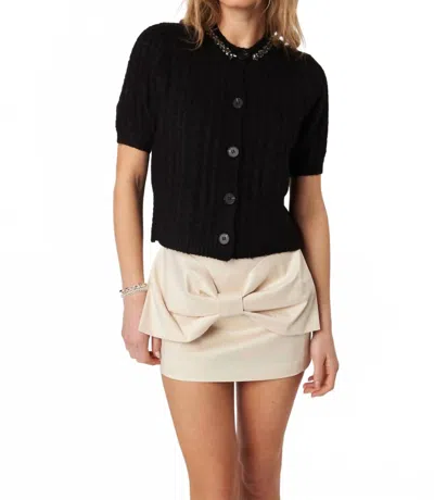 John & Jenn Maxwell Short Sleeve Cardigan In Glitzy Night In Black