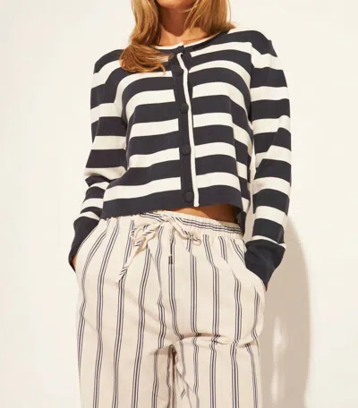 John & Jenn Nantucket Cardigan In Sailor In White