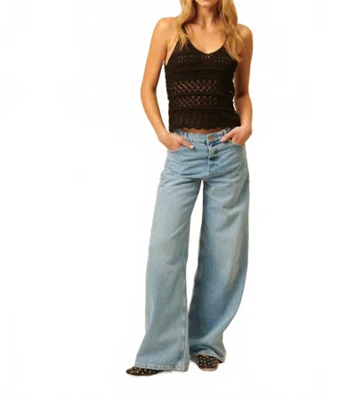 John & Jenn Otis Crochet Scoop Neck Tank Top In Caviar In Black