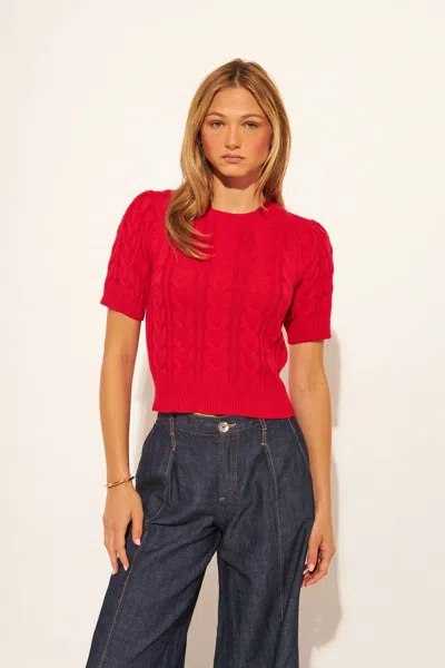 John & Jenn Percy Short Sleeve Sweater In Rouge In Red