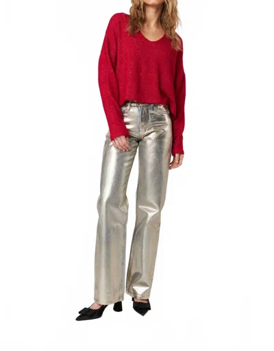 John & Jenn Romy Lightweight Sweater In Holly In Red