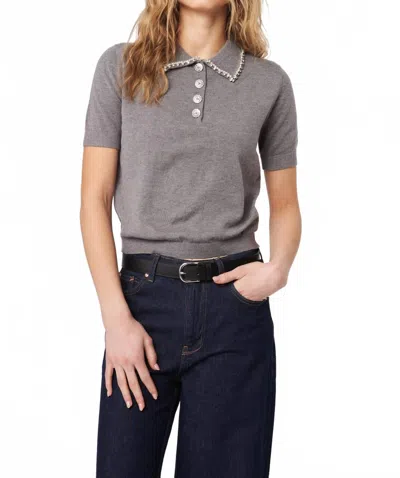 John & Jenn Ronan Short Sleeve Sweater In Grey In Brown