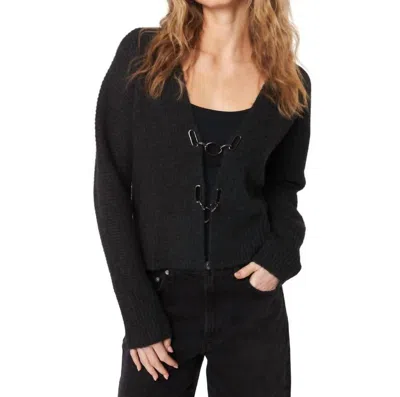John & Jenn Sasha Clasp Cardigan In London Fog In Black