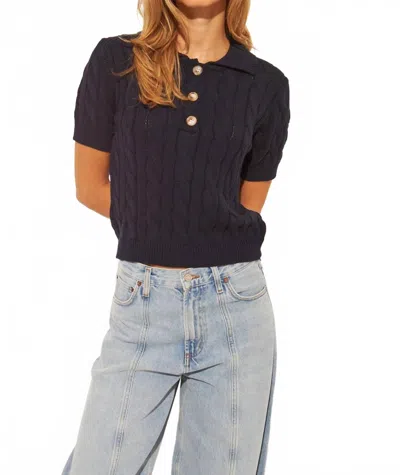 John & Jenn Short Sleeve Timmy Sweater In Navy In Black