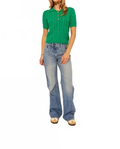 John & Jenn Short Sleeve Timmy Sweater In Shamrock In Green