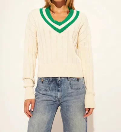 John & Jenn Theodore Collegiate Clover Sweater In Cream Green In Neutral