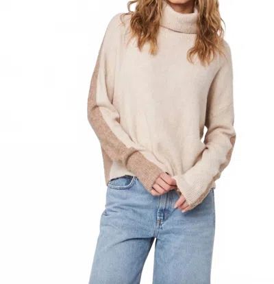 John & Jenn Tino Color Block Cowl Sweater In Mink In Gray