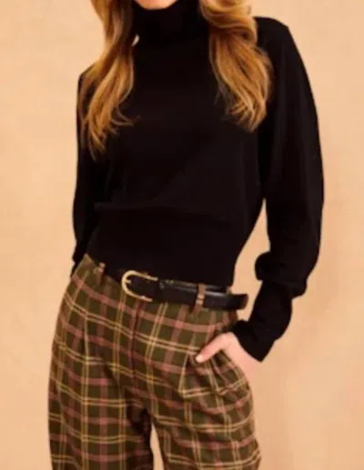 John & Jenn William Turtleneck Top In Caviar In Black