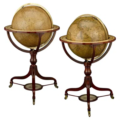 Pre-owned John & William Cary Georgian 21-inch Terrestrial And Celestial Floor Globes By J. W. Cary In Brown