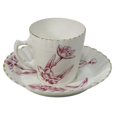Pre-owned John Aynsley Antique Aynsley Porcelain Cup & Saucer Daffodil Decor, England 1880s In Yellow
