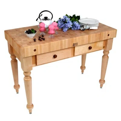 John Boos American Heritage Prep Maple Rustica Table In Alabaster White