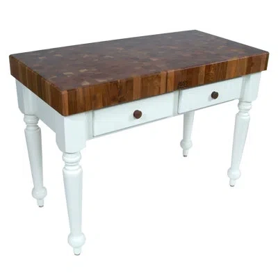John Boos American Heritage Prep Table With American Black Walnut Top In Alabaster
