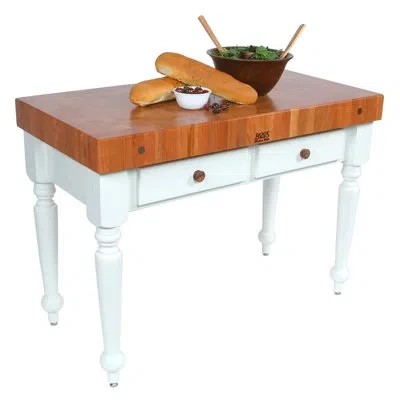 John Boos American Heritage Prep Table With American Cherry Top In Alabaster