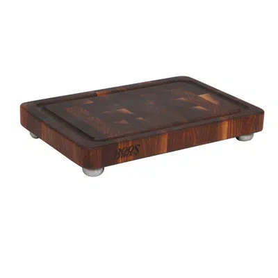 John Boos Boosblock® 1.75" End Grain Walnut Cutting Board With Stainless Steel Feet