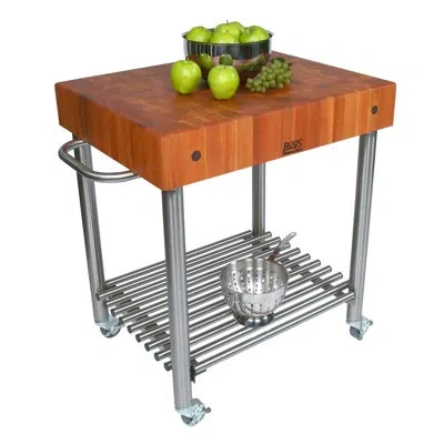 John Boos Cucina D'amico Kitchen Cart With Butcher Block Top In Cherry