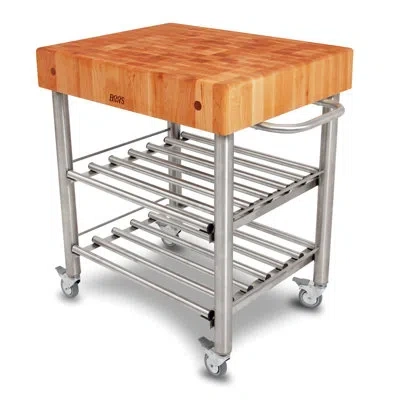 John Boos Cucina D'amico Kitchen Cart With Butcher Block Top In Silver