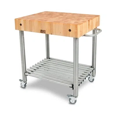 John Boos Cucina D'amico Prep Table With Butcher Block Top In Silver