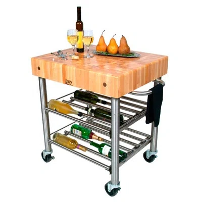 John Boos Cucina D'amico Prep Table With Butcher Block Top In Silver