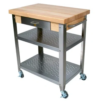 John Boos Cucina Elegante Kitchen Cart With Wood Top In Silver