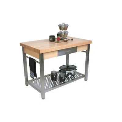 John Boos Cucina Grande Prep Table With Butcher Block Top In Stainless Steel