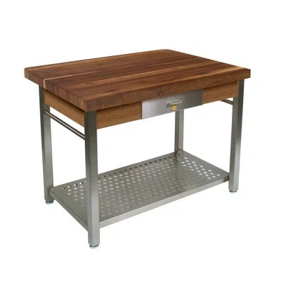 John Boos Cucina Grande Prep Table With Solid Wood Top In Silver