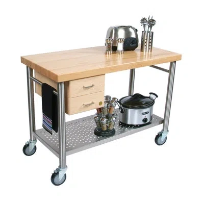 John Boos Cucina Magnifico Prep Table With Wood Top In Silver