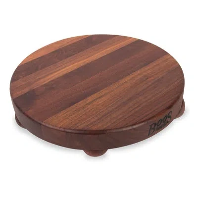 John Boos Gift 1.5" Edge Grain Walnut 12" Round Cutting Board With Wood Feet