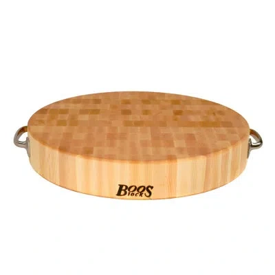 John Boos Gift 18" End Grain Maple Round Chopping Block With Handles