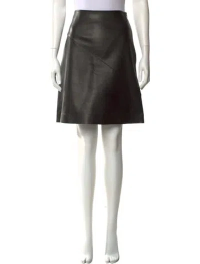 Pre-owned John Carlisle Lamb Leather Knee-length Skirt In Gray