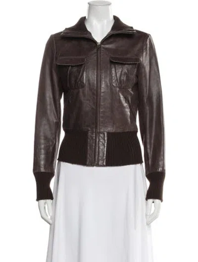Pre-owned John Carlisle Leather Biker Jacket In Brown