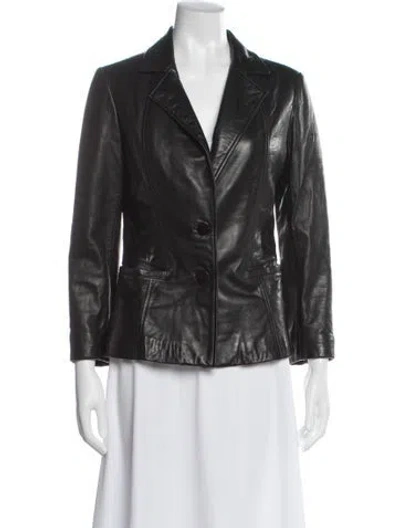 Pre-owned John Carlisle Leather Biker Jacket In Gray