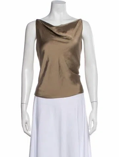 Pre-owned John Carlisle Silk Cowl Neck Top In Brown