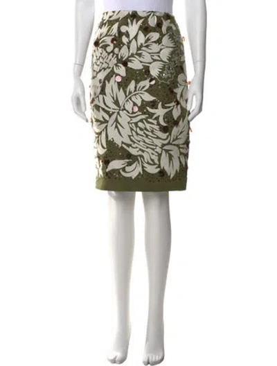 Pre-owned John Carlisle Silk Knee-length Skirt In Green