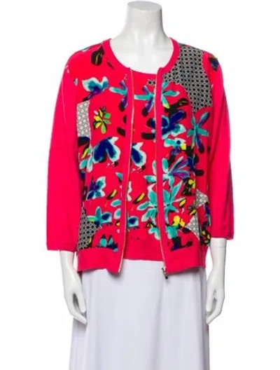 Pre-owned John Carlisle Silk Printed Set In Red