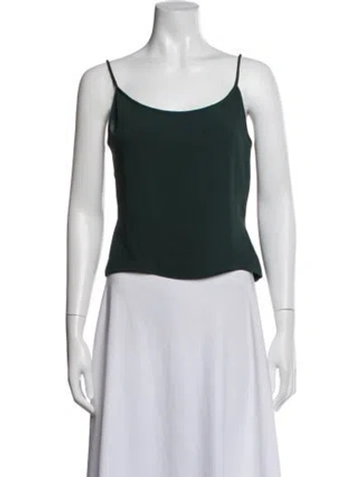 Pre-owned John Carlisle Silk Scoop Neck Top In Green