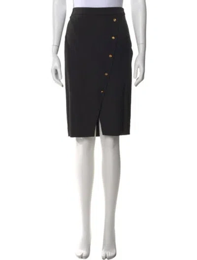Pre-owned John Carlisle Virgin Wool Knee-length Skirt In Black