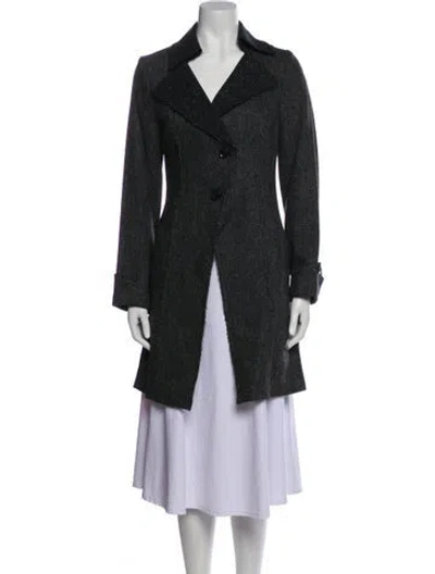 Pre-owned John Carlisle Wool Tweed Pattern Coat In Black