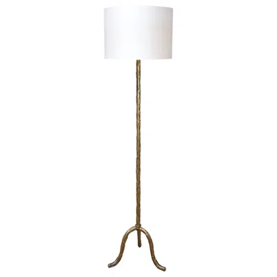 Pre-owned John Colefax Maison Baguès Brass Tripod Floor Lamp With Foliate Decor, France, 1940s In Transparent