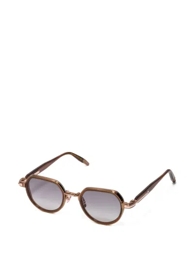 John Dalia Geometric Frame Sunglasses In Brown