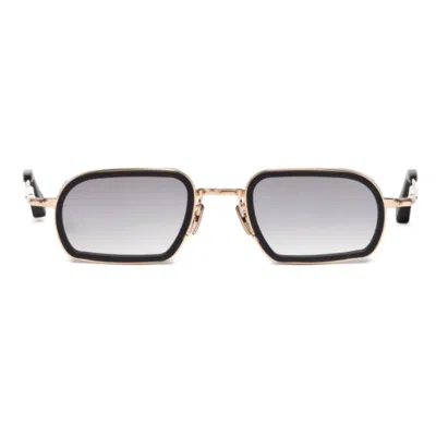 John Dalia Martin Geometric Rectangular Sunglasses With Gold-tone Metal Frame In Purple