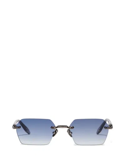 John Dalia Rimless Geometric Sunglasses In Blue