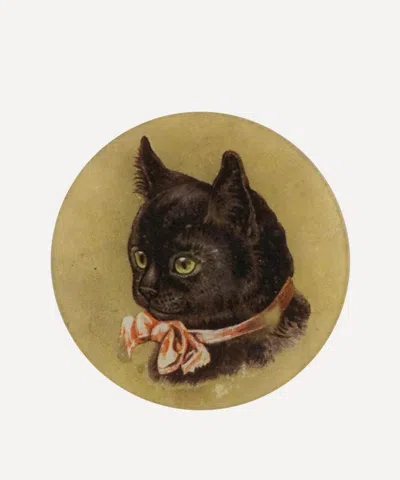 John Derian Black Kitten Round Plate