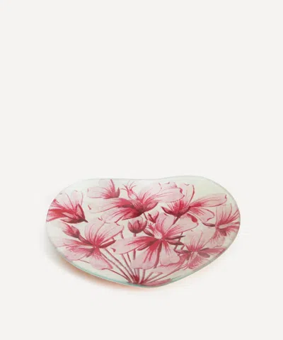 John Derian Geranium Zonale Heart Dish In Red