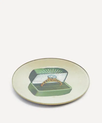 John Derian Green Velvet Ring Round Plate