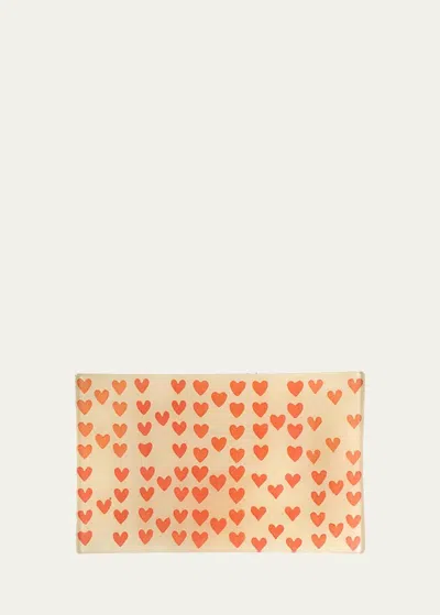 John Derian Heart Rows Decorative Tray In Orange