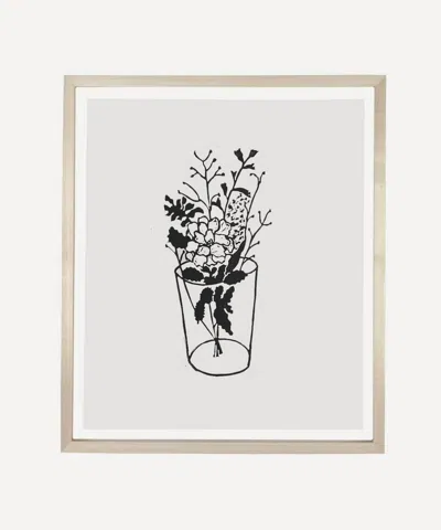 John Derian Hugo Guinness Flowers In Glass Tumbler 3 Linocut Unframed Print