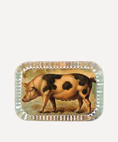 John Derian Pig On Farm Dotted Edge Paperweight