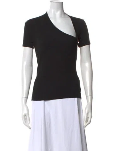 Pre-owned John Elliott Asymmetrical Short Sleeve Top In Black