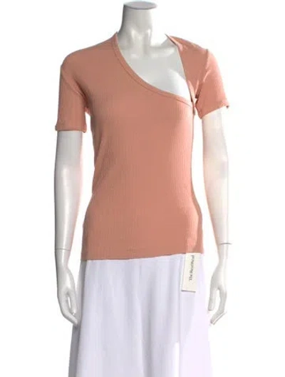 Pre-owned John Elliott Asymmetrical Short Sleeve Top W/ Tags In Pink